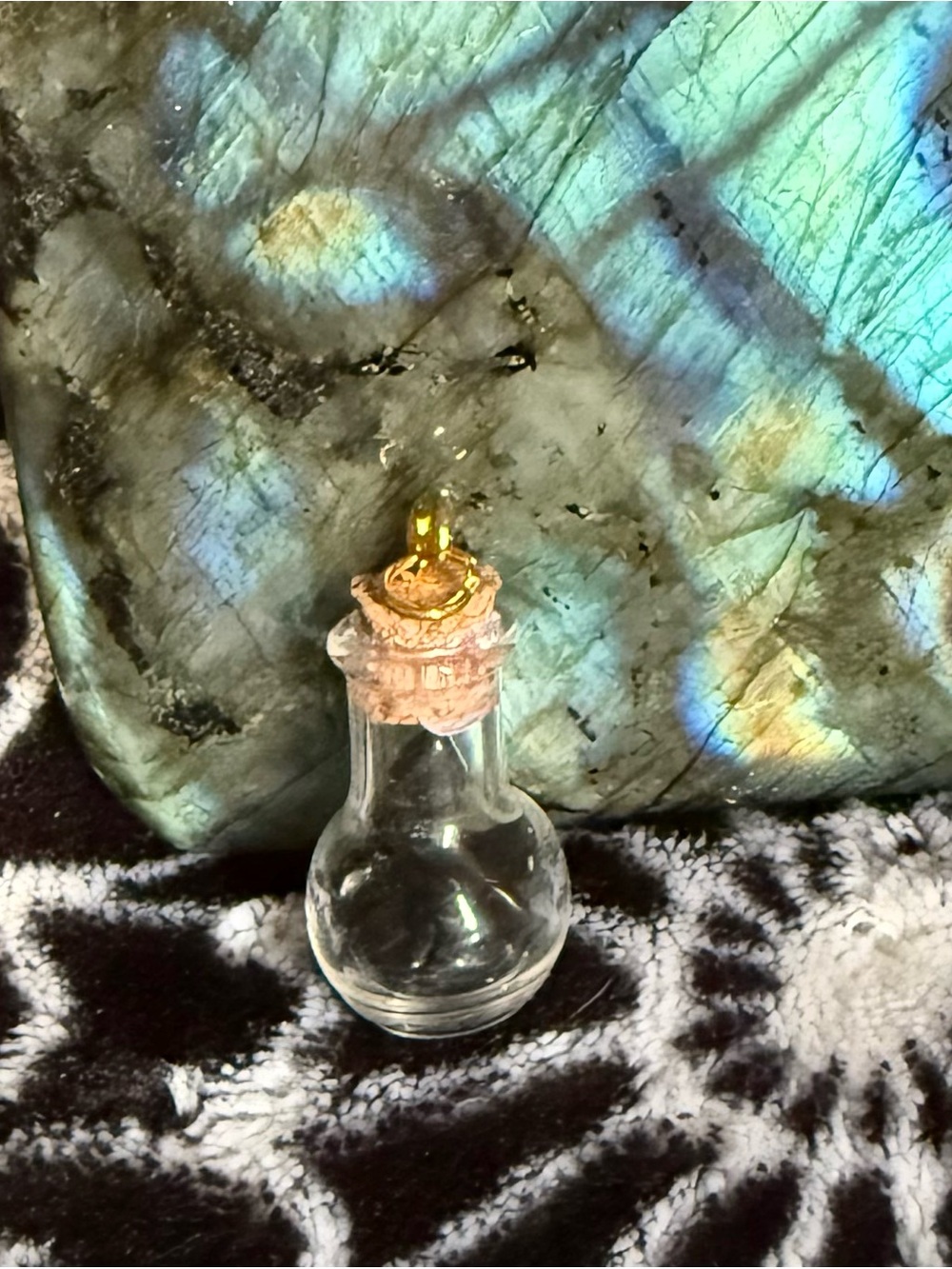 Obsidian Mini Glass Bottle Pendant